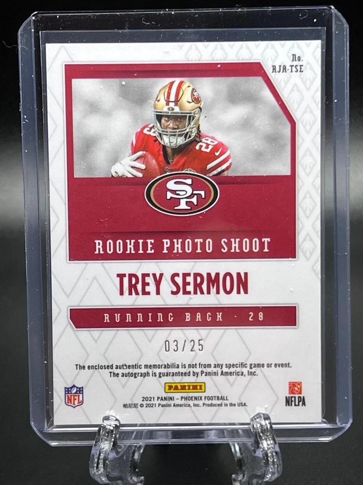  2021 TREY SERMON Phoenix Rookie Premiere Dual Jersey Autographs Prime Green 26  - Image 2 of 3