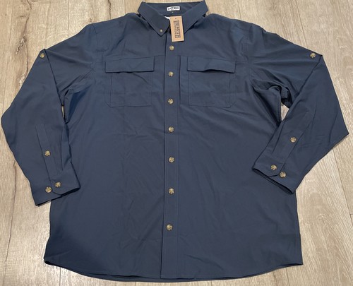 DULUTH TRADING Men’s Standard Long Sleeve Collar Button Up Vented Gray Sz XL Tal