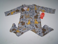 NWT Wonder Nation Baby Sleep  Play Size 3-6M Dogs Inverted Zipper Footed L/S