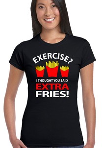 Télécharger gratuitement Images L Exercice Plus Frites Femme Drole T Shirt Surpoids Humour Obeses le plus cool par