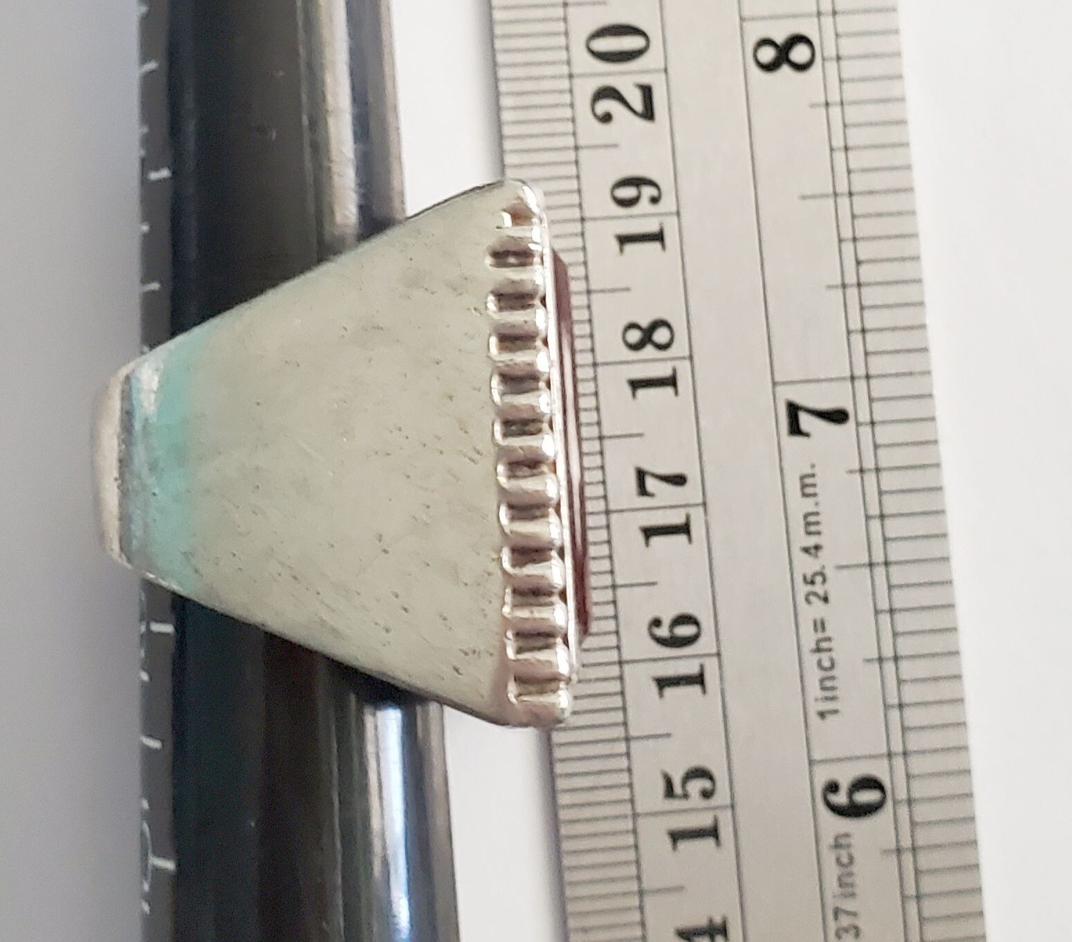 Large Square 925 silver flat reddish stone statem… - image 10