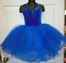 BALLET COSTUME Velvet Pinched Front Royal Blue Romantic Skirt Ch/lLadies