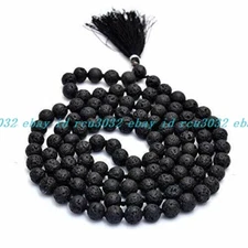 Fashion Black Lava 108 Beads Necklace Handmade Prayer Meditation Mala 6/8/10mm