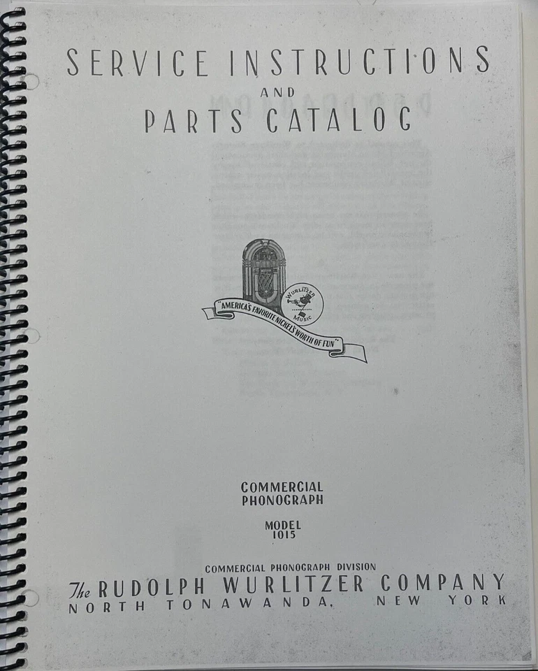 *NEW* Wurlitzer Model 1015 Complete Service & Parts Manual! ENLARGED SCHEMATICS! - Image 2 of 4