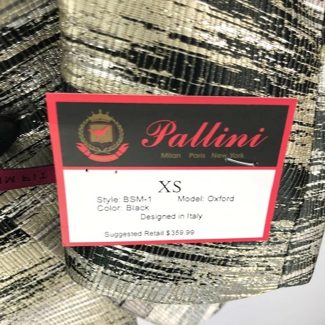Pallini Men's Black Silver Khaki Sport Coat Blazer Slim Fit Metallic Pattern  - Image 2 of 4