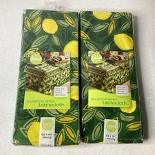 Lot Of 2 Food Network Printed Tablecloth Market Garden New Provençal Lemon