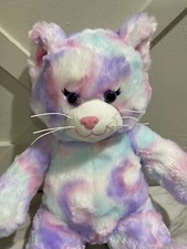 Build A Bear Pastel Tie-Dye Cat Plush Stuffed Animal Rainbow Kitty