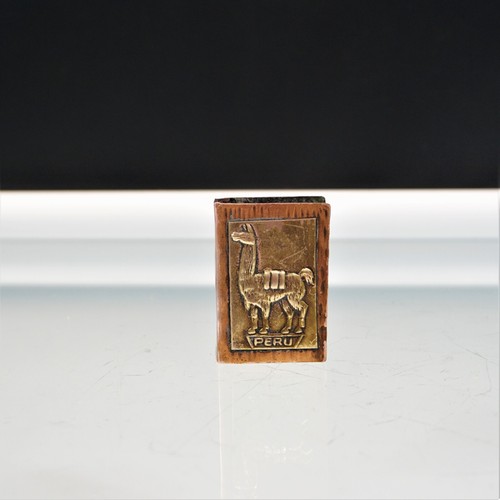 Vintage Llama Alpaca Brass Copper Matchbox Cover Peru