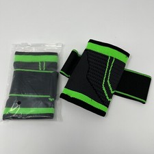 2 NEW Neon Green  Black Wrist Guards/Straps Gym Strength Training Workout Grips
