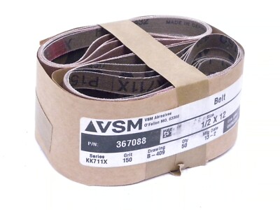 50 pcs VSM Abrasives Cloth Sanding Belt 1/2'' x 12'' Grinding Sharpening, 150 Grit