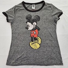 Mickey Mouse Disney Gray Short Sleeve Ringer T-Shirt Junios XL 15-17 