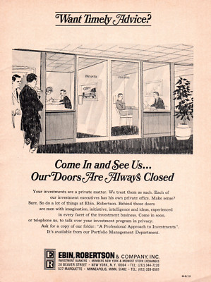 Ebin Robinson & Company Inc. 1969 Vintage Funny Caption Print Ad