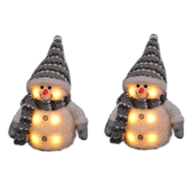 2Er Set Dekofigur Schneemann Led Beleuchtung Licht Weihnachten Weihnachtsdeko-image