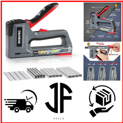 WORKPRO Profi Handtacker Set Heavy Duty 4000 Klammern/Nägel, 6 in 1 Werkzeug,...