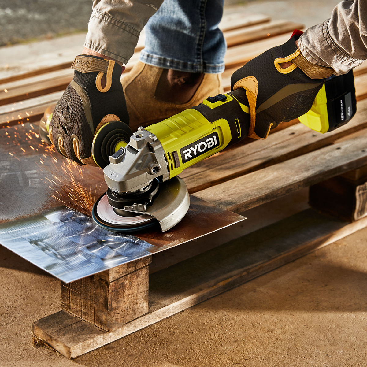 Ryobi 18V ONE+ 125mm Angle Grinder Tool Only Workshop Equipment Power  Tools