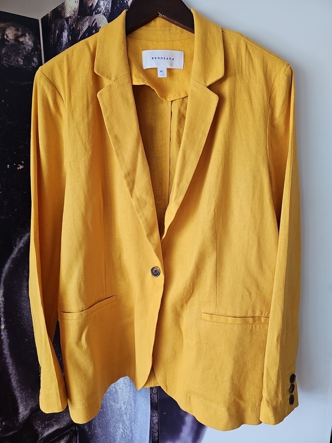 PopSugar Woman's Solid Yellow Blazer Single Butto… - image 2