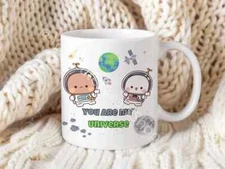 Space Dudu & Bubu Mug - Personalized Panda Bear, Gift for Anniversary, Couple Gi