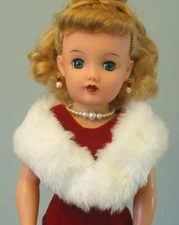 White Faux Fur Stole for 17-22" Fashion Doll Miss Revlon Cissy Toni Sue Dollikin