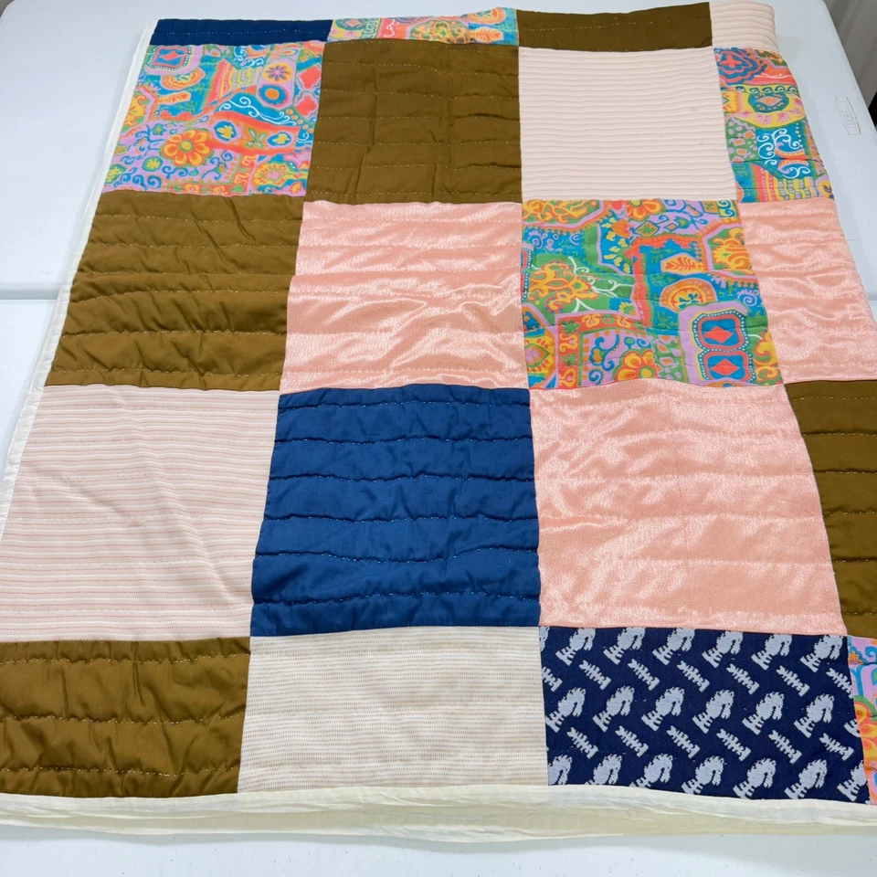 handmade quilt twin square patchwork cotton rustic primitive - Image 2 of 4