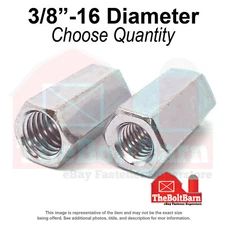 3/8"-16 to 1/4"-20x1" Reducer Coupling Nuts Coarse Grade A Zinc (Pick Qty)