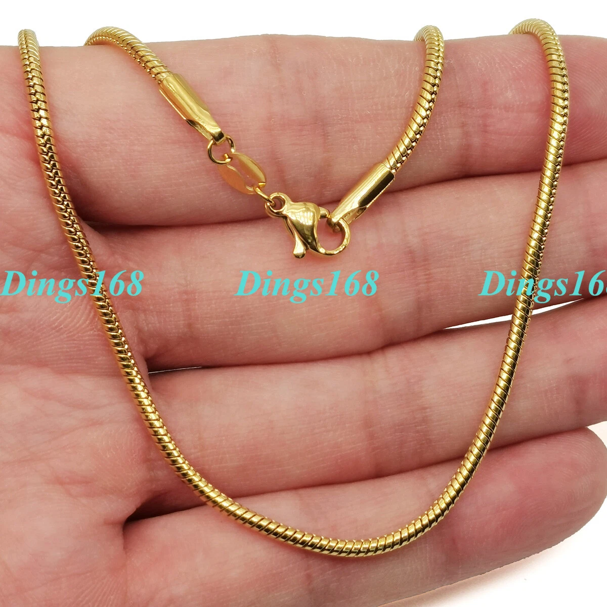 18K Yellow Gold Filled Classic Snake Chain Necklace 16/18/20/22/24