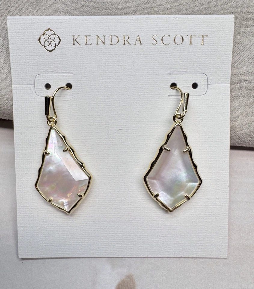 Nuevos Pendientes Kendra Scott Alex Gota Oro en Marfil Madreperla NUEVOS CON ETIQUETA Foto 3 de 4