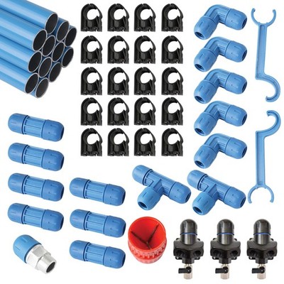 F28070 Fast Pipe 90' 3/4'' Compressed Air Line Aluminum Piping System Tubing Kit
