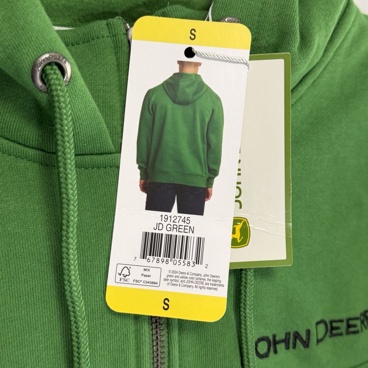 John Deere Green 1/4 Zip Hoodie Sweatshirt Men's Size Small NWT | eBay