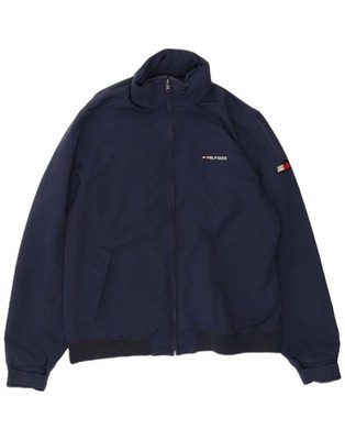 Tommy Hilfiger Herren Bomberjacke mit Kapuze UK 40 Large Navy Blau Nylon AK25