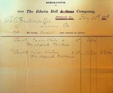 Edwin Bell & Sons Letterhead 1903 Pittsburgh Pa Youngstown Ohio