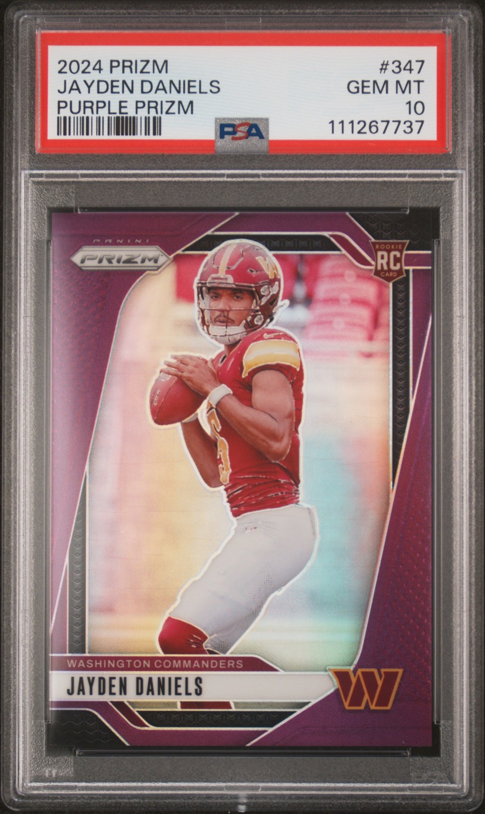 2024 Panini Prizm Jayden Daniels Rookie RC #347 Purple 40/125 PSA 10