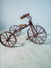 Vintage Metal Wrought Iron Wood Tricycle Mini Toy Doll Furniture Decor Pedal