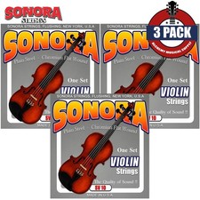 3-PACK Sonora SV10 Plain Steel Chromium Flat Wound Violin Strings MADE IN USA