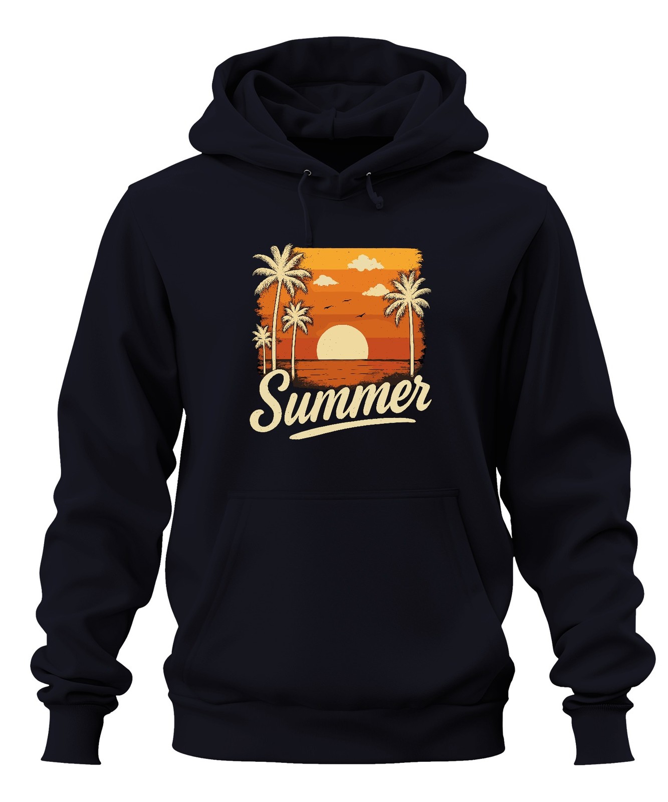 Summer Sunset Palm Trees Retro Vintage Beach Holiday Sea Unisex Hoodie Cape