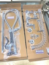 Faucet Commercial Pre Rinse Faucet: Wall, 2 Mounting Holes, Brass, Chrome, 44"