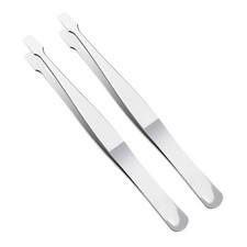 Flat Tip Tweezers Stainless Steel Set Wide Tip for Stamps and Document Care