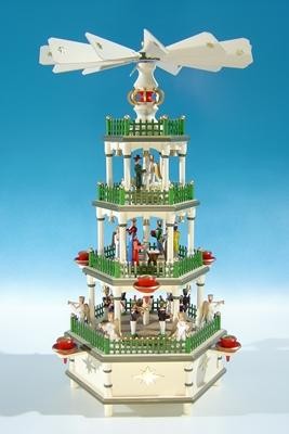 Tischpyramide Christi Geburt 4 Etagen Historisch Spielwerk Neu 28,5X50X28,5Cm-image