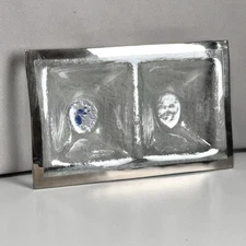 Annieglass Roman Antique Platinum Rim Two Section Rectangular 9.5x6" Signed NWT