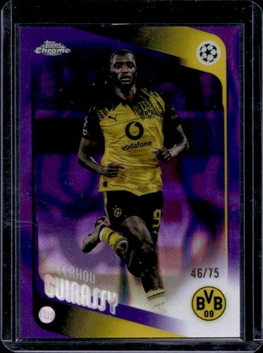 2025-26 Topps Chrome UEFA CC Serhou Guirassy Purple Lava Refractor #/75 Dortmund