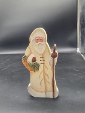 Vintage Hand Painted Wooden Old World Santa Claus Signed Hand Painted