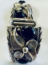 MAN'S NAVAJO STERLING WATCH BRACELET by ANNIE CHAPO, 7 3/8" WRIST, 60 GRAMS