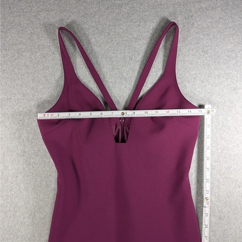 Cinq à Sept Raspberry Purple Plunge Neck Fitted Midi Dress Size 6 Sexy Chic - Picture 11 of 14