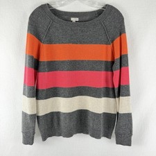 Suéter halógeno para mujer 100 % cachemir talla M/P gris rayas brillantes lujo audaz retro