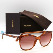 New Tom Ford Geraldine-02 TF568 53G Tortoise Women Round Sunglasses 57mm