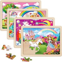 Puzzle 3-6 Jahre, 4X24 Teile Holz Kinder MäDchen Spielzeug