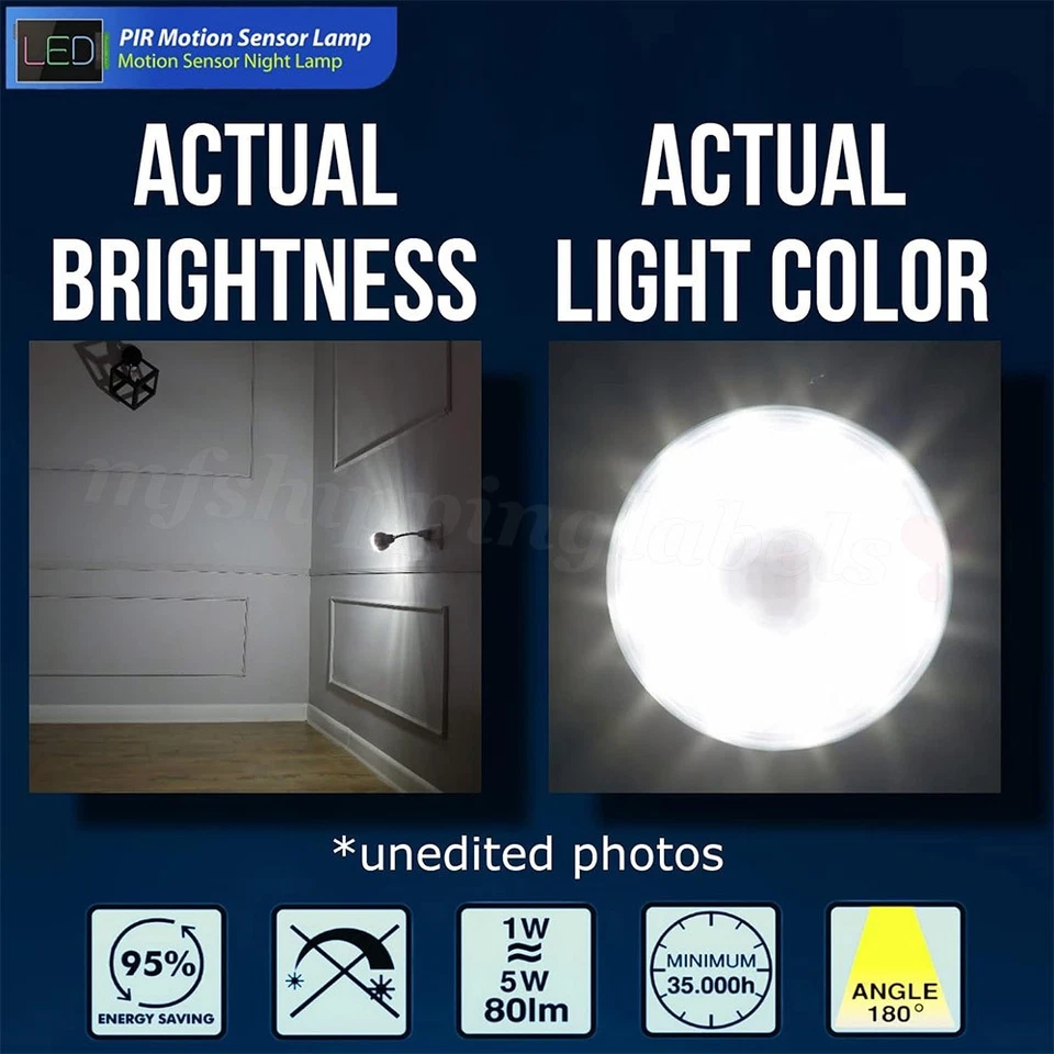 Lámpara de escalera enchufable de CA flexible 360 luz nocturna sensor activado por movimiento LED de 2 piezas Foto 4 de 4