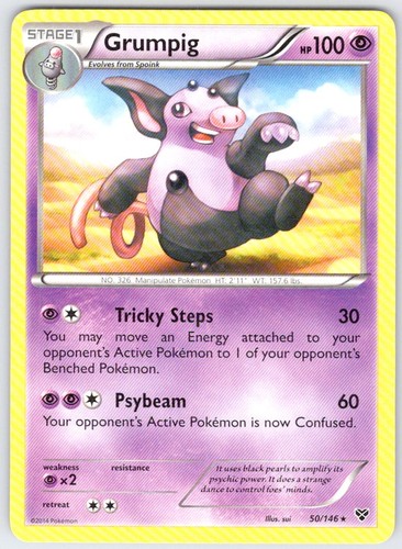 Grumpig 50/146 Rare XY Base Set Pokemon Lightly Played