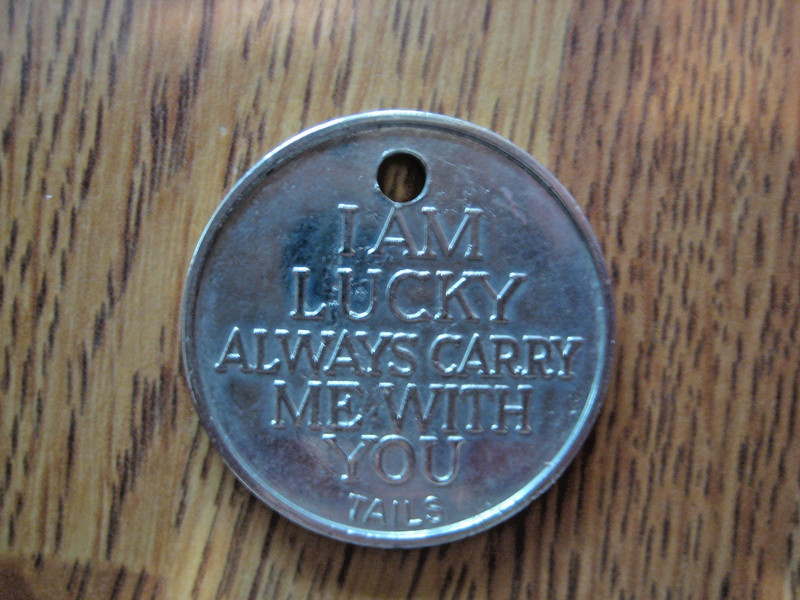 Vintage Good Luck I AM LUCKY ALWAYS CARRY ME WITH YOU Silver Tone Token