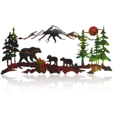 Therwen Metal Bear Wall Art Forest Decor Bronze Mountain Cabin Woodland Rustic