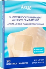 Showerproof Transparent Adhesive Film Dressing 4" x 4" 3/4" 50 Per Box - FSA/...